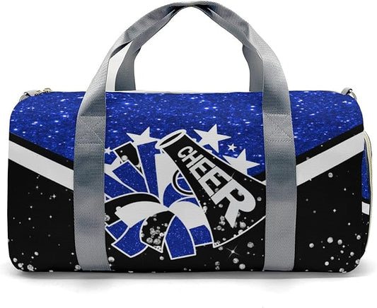 Cheer Cheerleader Personalized Duffel Bag Customized Yoga Sport Bags with Name Travel Duffel Bag Shoulder Bag Aurora Blue Weekender Bags with Shoe Compartments