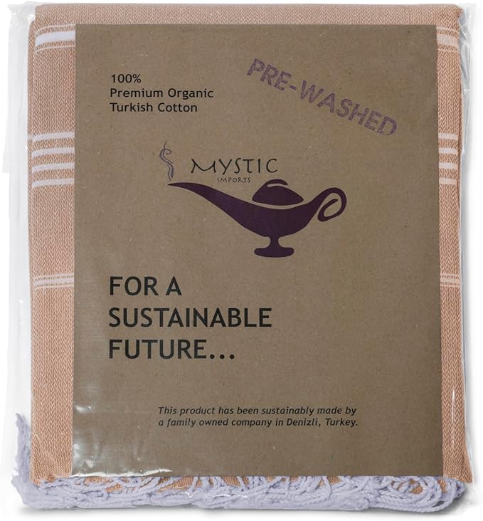 Turkish Beach Towel 100% Organic Cotton Extra Large Oversized (39 x 71 Inches) Quick Dry Sand Free Light Weight Prewashed for Bath Beach Gym Yoga Travel Towel Blanket (Camel)