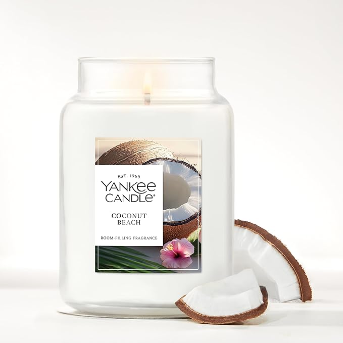 Yankee Candle Coconut Beach Scented Candle, 22oz Large Jar with up to 150 Hour Burn Time, Giftable, Birthdays