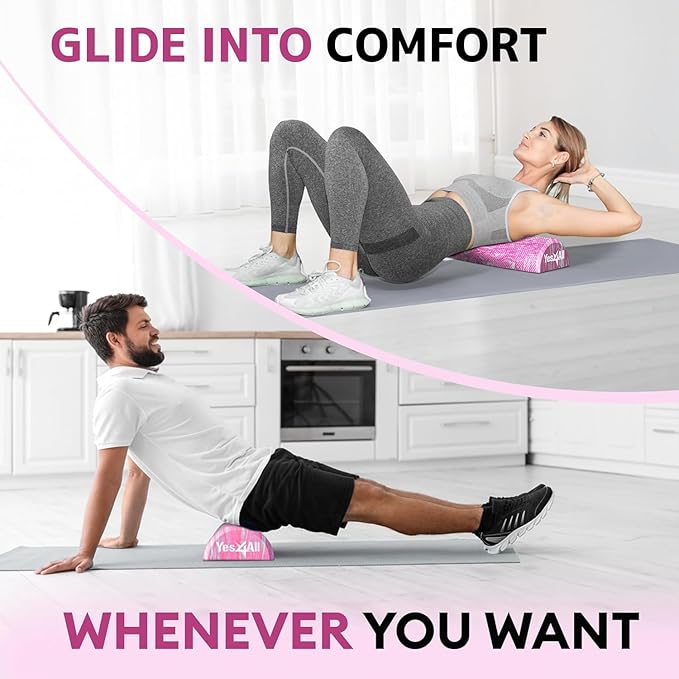 Yes4All EVA Firm Foam Roller for Stretching, Half Yoga Back Roller for Muscle Massage for Pilates, Yoga, Balance & Core Exercises - 12/36 inches