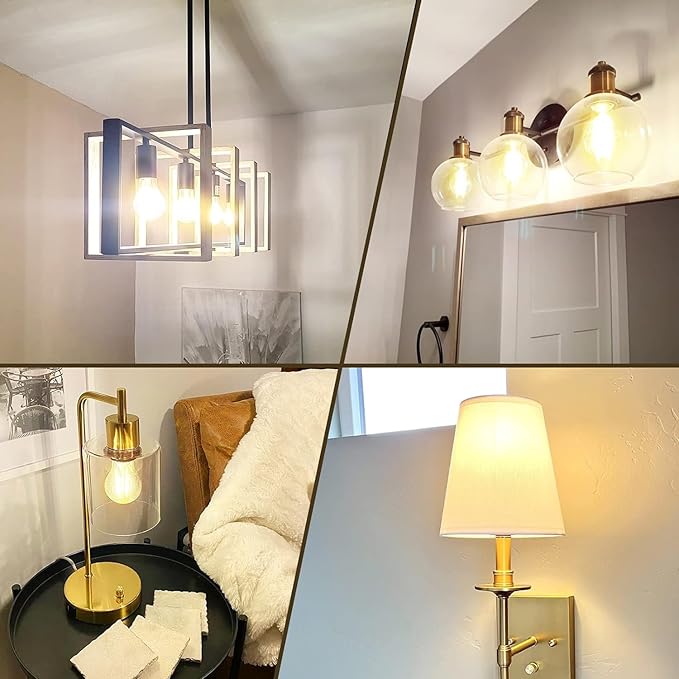 Dimmable A19 LED Light Bulbs 60W Equivalent, 2700K Warm Soft White Light Bulbs 6W E26 Base, Clear Glass Antique Filament Bulb for Living Room Bedroom Outdoor, 12Packs