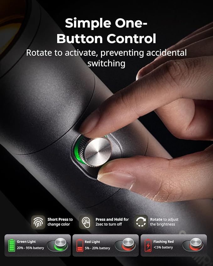 SMALLRIG RGB LED Photography Flashlight, 7500mAh Aluminum Alloy Patterned Ambient Light, 4 Color Fill Light with 20 Patterned Light Filters, Perfect for Photo, Content Creation Accessories RF10C 4634