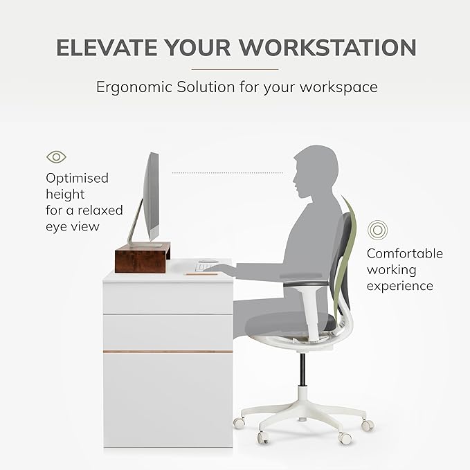 Anji Mountain Wooden Monitor Stand - Elegant Monitor Riser, Perfect Monitor Stand for Desk Organization, Durable Wood Construction monitor stands, Enhances Ergonomics and Workspace Efficiency,Walnut
