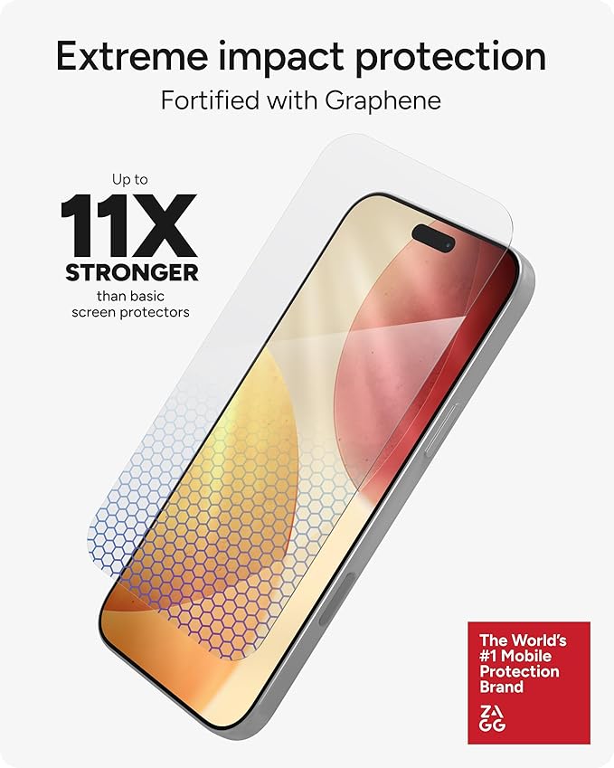 ZAGG XTR5 Screen Protector for iPhone 17 Pro Max - Glass, Blue Light Protection, 11X Stronger, Eyesafe CPF60 Tech, Anti-reflective Tech, Vibrant Color & Touch Sensitive Tempered Glass, Easy To Install