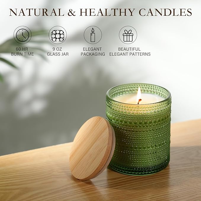Balsam & Cedar Scented Candles, Soy Scented Candle for Home Large Jar Candle, Aromatherapy Candle Over 60 Hours Christmas Candles Ideal Holiday Gift