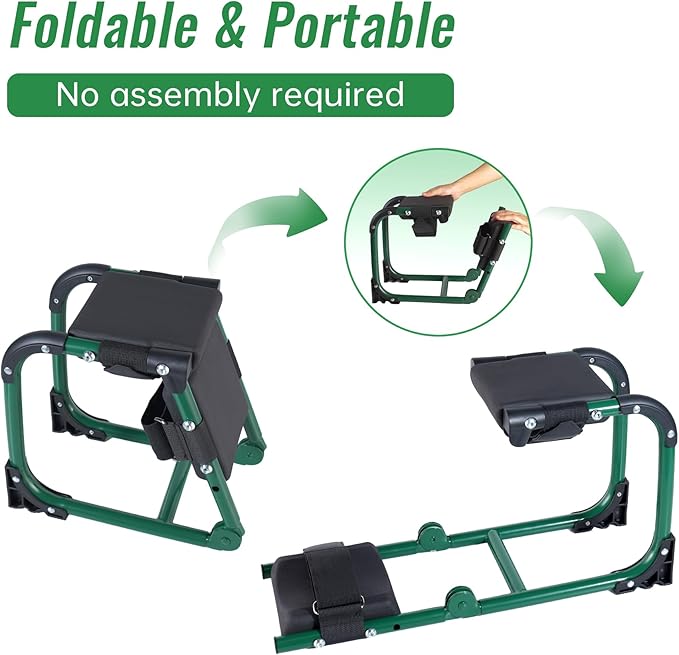 Garden Kneeler and Seat, Ergonomic 2-in-1 Foldable Knee Seat, Gardening Stool with Soft Adjustable Kneeling Pad, Gardening Gifts for Women Mom Men Seniors