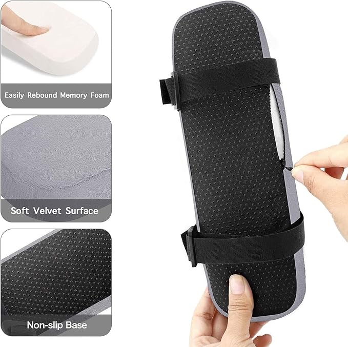 MOSISO Chair Armrest Pads (2 Pack), Memory Foam Home/Office Chair Arm Rest Covers Comfy Computer Gaming Elbow Cushion Removable Washable Elbow Support Forearm Pressure Relief, Gray