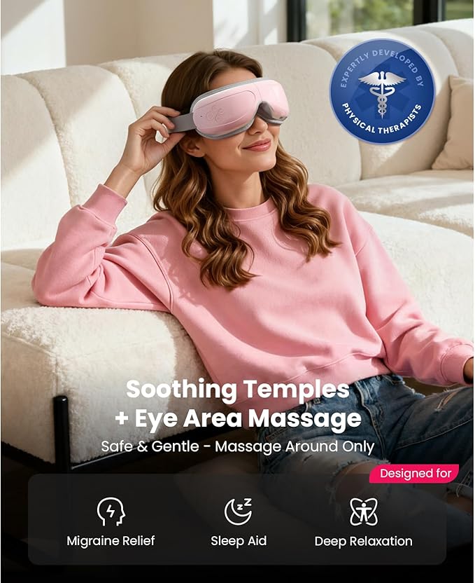 BOB AND BRAD Eye Massager FSA Eligible/HSA Eligible, EyeOasis 2 Temple Massager with Heat, Smart Eye Mask for Migraine with BT Music, Reduce Dry Eyes Improve Sleep, Birthday Gifts for Women Mom Wife