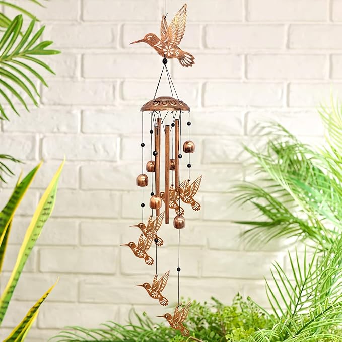 Hummingbird Wind Chimes for Outside, Metal Windchimes Outdoors Hummingbird Gifts for Women Memorial Sympathy Wind Chimes for Patio Garden Yard