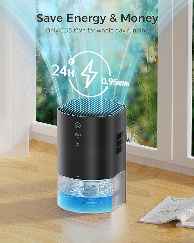 Small Dehumidifiers for Bathroom, Bedroom, Dorm Room, Home, RV, Closet, Wardrobe, Office, Portable Dehumidifier with Auto Shut Off, Auto Defrost, Colorful Light, Ultra Quiet, Energy Saving, 35 OZ