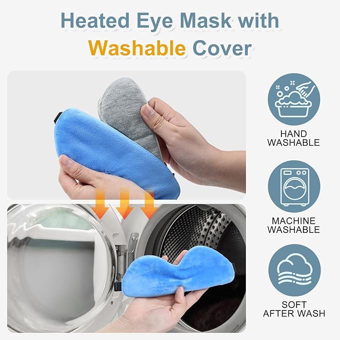 Heated Eye Mask for Dry Eyes, USB Electric Warm Eye Compress Heat Eye Masks with Temperature&Timer Control, Eye Heating Pad for Dry Eyes, Stye Treatment, Chalazion, Blepharitis, MGD, Puffy