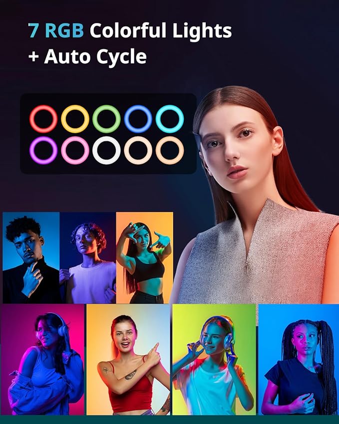 UBeesize 12" RGB Ring Light with 50" Tripod Stand & Phone Holder, Dimmable Selfie Light for TikTok, YouTube, Live Streaming & Photography