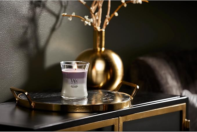 WoodWick Medium Hourglass Candle Amethyst Sky - Premium Soy Blend Wax Pluswick Innovation Wood Wick Made in USA