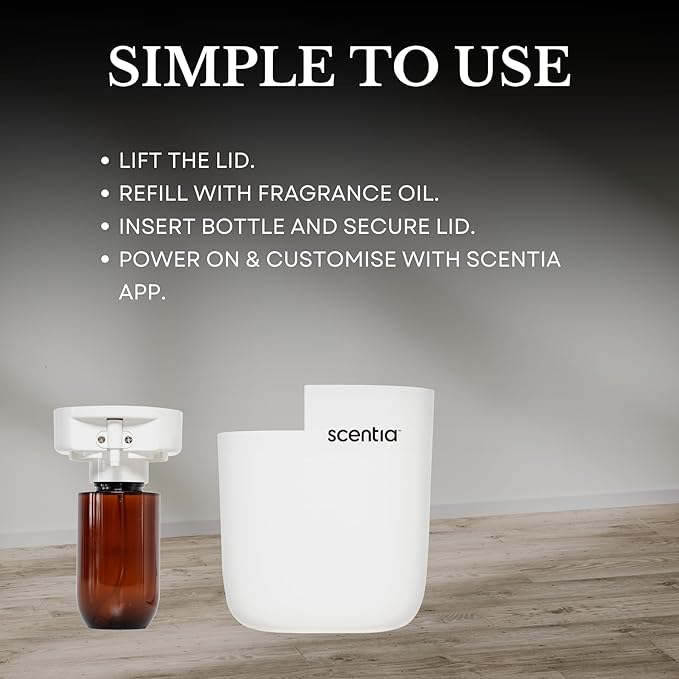Home Scent Diffuser Starter Kit |Plug in Waterless Aroma Diffuser for Essential Oils | for Home, Office,Spa, Smart App | Covers up to 500 Sq. Ft. | White | 20ml Oil Included- Best Gift