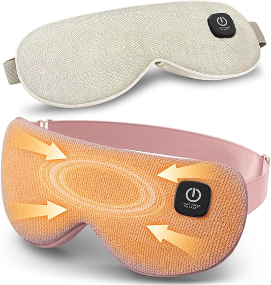 Heated Eye Mask - Cordless Eye Mask for Dry Eyes, Eye Relief, Improved Sleep, 4 Temperature, Washable Eye Heating Pad for Travel and with Replaceable Shell