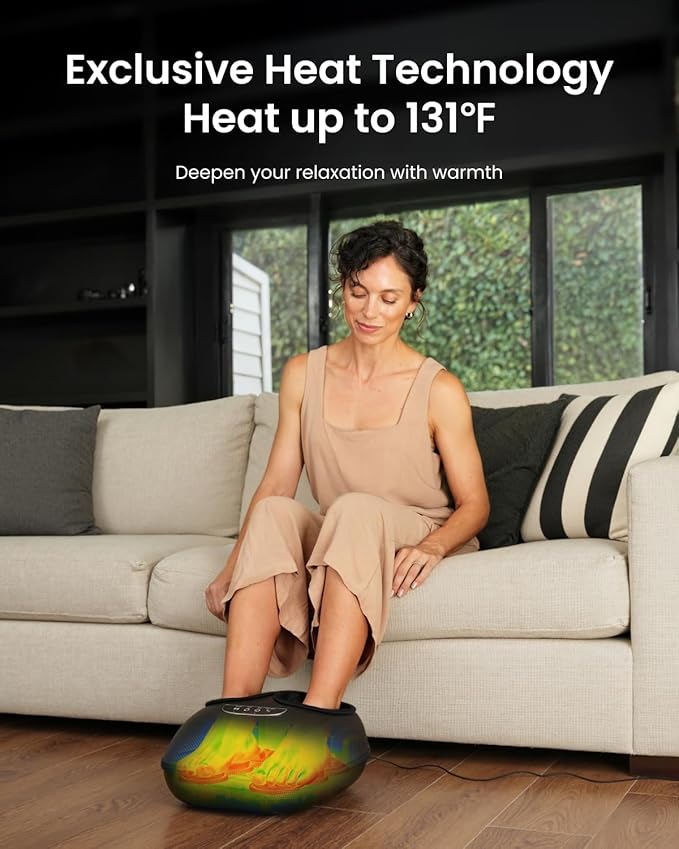 RENPHO Foot Massager Machine with Heat, 3 Air Compression Modes & Levels, Full-Foot Kneading Shiatsu Foot Massage for Plantar Fasciitis & Neuropathy, Gifts for Women & Men Size up to 13