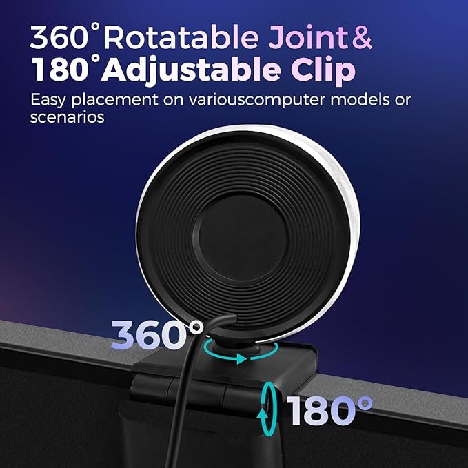 4K Webcam for PC with Microphone & Light & Privacy Cover, Web Camera for Desktop Computer/Laptop/Monitor/Mac, 4K UHD Sony Sensor, PDAF Auto Focus, Dual AI Noise-Cancelling Mics, USB Streaming Camera