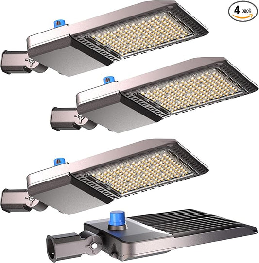 4Pack 240W LED Parking Lot Light (36000LM Eqv 1000W HID/HPS) 5000K SlipFitter Mount LED Pole Light with Dusk to Dawn Smart Photocell IP65 Outdoor Area Lighting-7Yrs Warranty