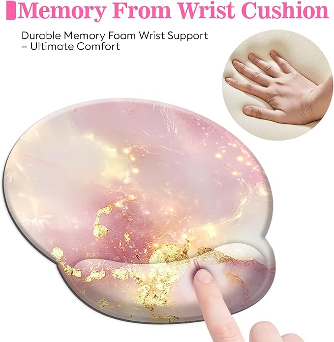 Long Mouse Pad XXL,Ergonomic Desk Mat Gaming Set,Keyboard Wrist Support Rest Mouse Pad Suitable for Office and Home (XXL Pink Marble)