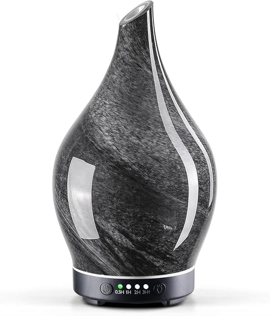 Porseme 150ml Essential Oil Diffuser Glass Color Changing Aroma Air Diffusers Aromatherapy Ultrasonic Cool Mist Humidifier 6 Running Hours Waterless Auto-Off for Sleeping Yoga Office Spa (Obsidian)