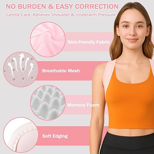 Back Brace Posture Corrector for Women - Thin & Invisible Back Brace for Posture - Adjustable Back Support Brace - Relieve Upper Back Discomfort & Regain Confidence, L(36-45") 1 PCS