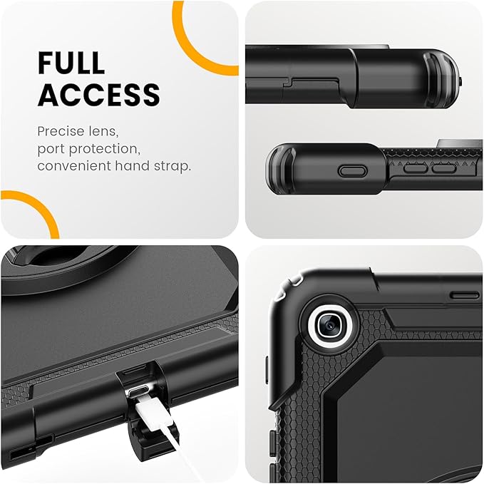 Timecity for Samsung Galaxy Tab A 10.1 Case 2019, Only Fit (SM-T510/ SM-T515/ SM-T517), Drop Proof with Hand Strap Stand Screen Protector Pencil Holder for Galaxy Tab A 10.1 Case - Black