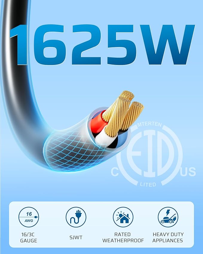 DEWENWILS Outdoor Extension Cord Multiple Outlets 45ft, Evenly Spaced 3 Outlets Plugs with Safety Cover, 16/3 SJTW Weatherproof Wire for Christmas Lights Holiday Decorations