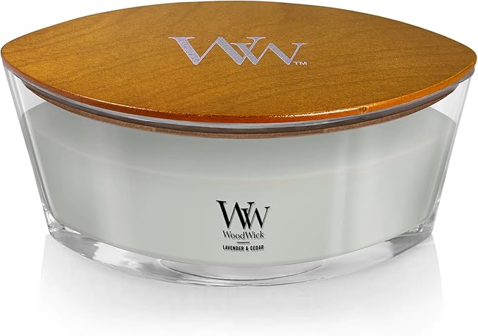 Woodwick Ellipse Scented Candle Lavender & Cedar 16oz | Up to 50 Hours Burn Time