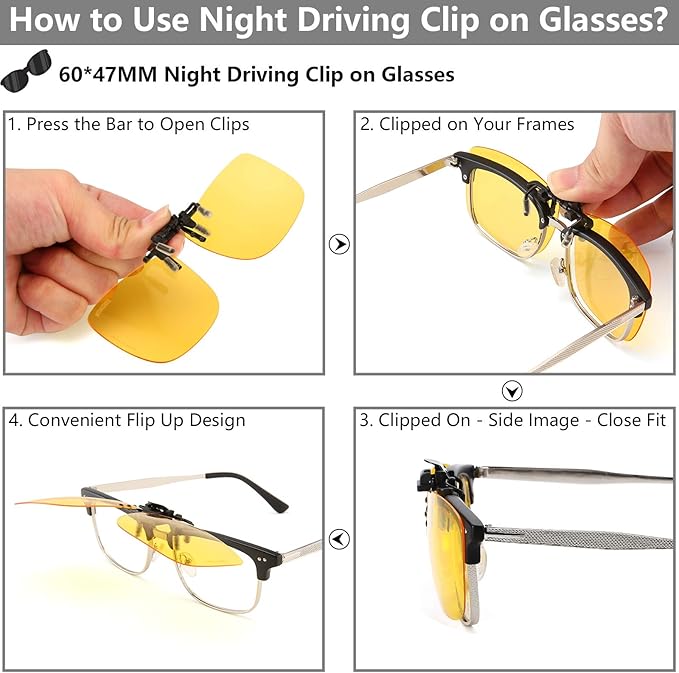 Polarized Clip-on Flip Up Metal Clip Rimless Sunglasses for Prescription Glasses