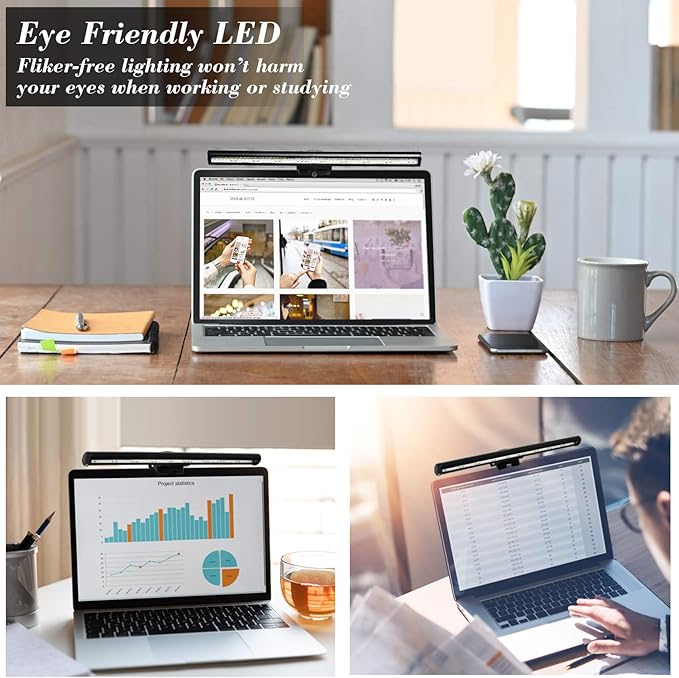 Monitor Light Bar, Computer e-Reading Task Lamp - 3 Color Modes, 10 Brightness Levels, USB Powered