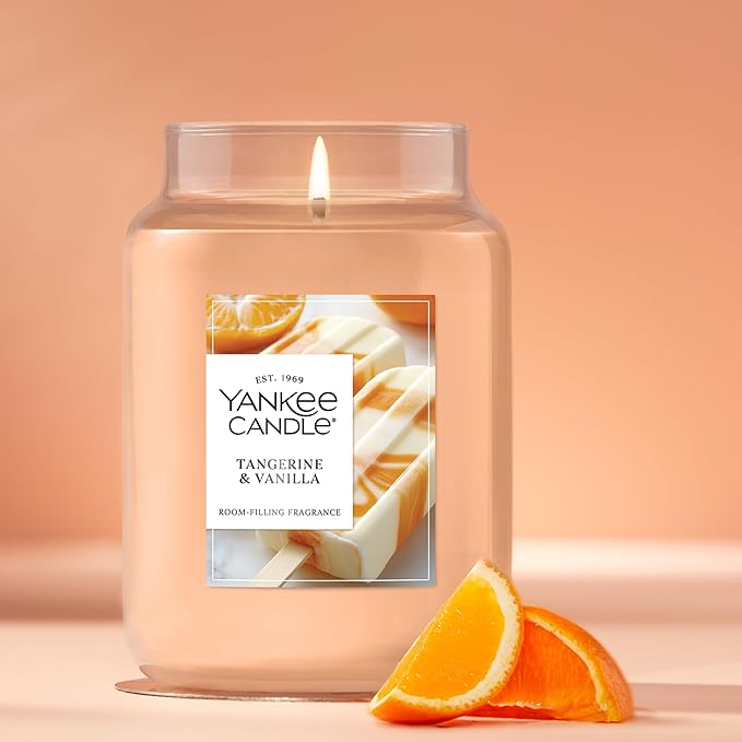 Yankee Candle Tangerine & Vanilla Scented Candle, 22oz Large Jar with up to 150 Hour Burn Time, Giftable