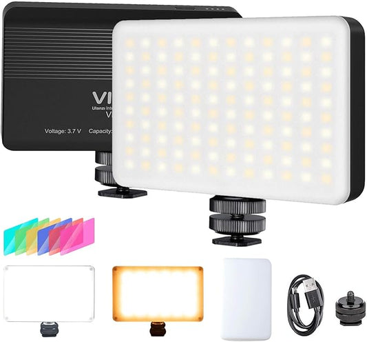 VIJIM VL120 LED on Camera Video Light,Mini Bi-Color Portable Photography Lighting w 6 Color Filters, 3100mAh Rechargeable CRI 95+ 3200K-6500K Dimmable LED Panel Light for DSLR Camera