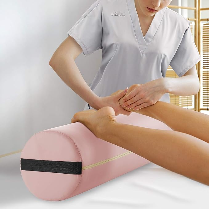Saloniture Jumbo Round Massage Table Bolster Pillow Pad - 26 x 9 Inch - Pink