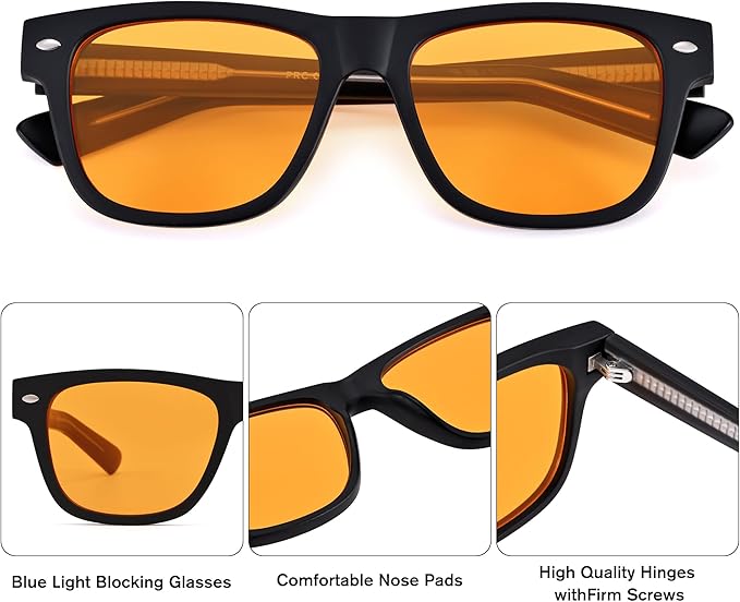 Pro Acme Blue Light Blocking Glasses for Woman Amber Gaming Glasses for Men Computer Glasses for Eyes Strain