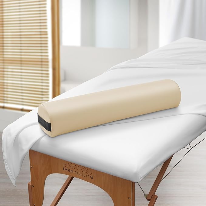 Saloniture 3/4 Round Massage Table Bolster Pillow Pad - 26 x 6 x 4-1/2 Inch - Cream