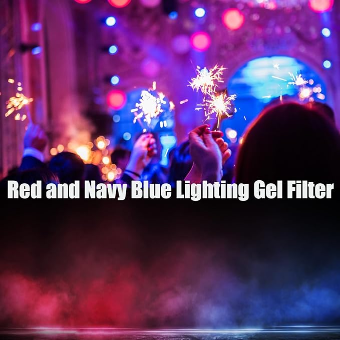 (10 Pcs) Gel Light Filter, Red and Navy Blue Transparent Color Lighting Gel Filter Correction Plastic Sheets 8.5 x 11 Inch for Film, Video, Photo, Stage (Fourth of July)