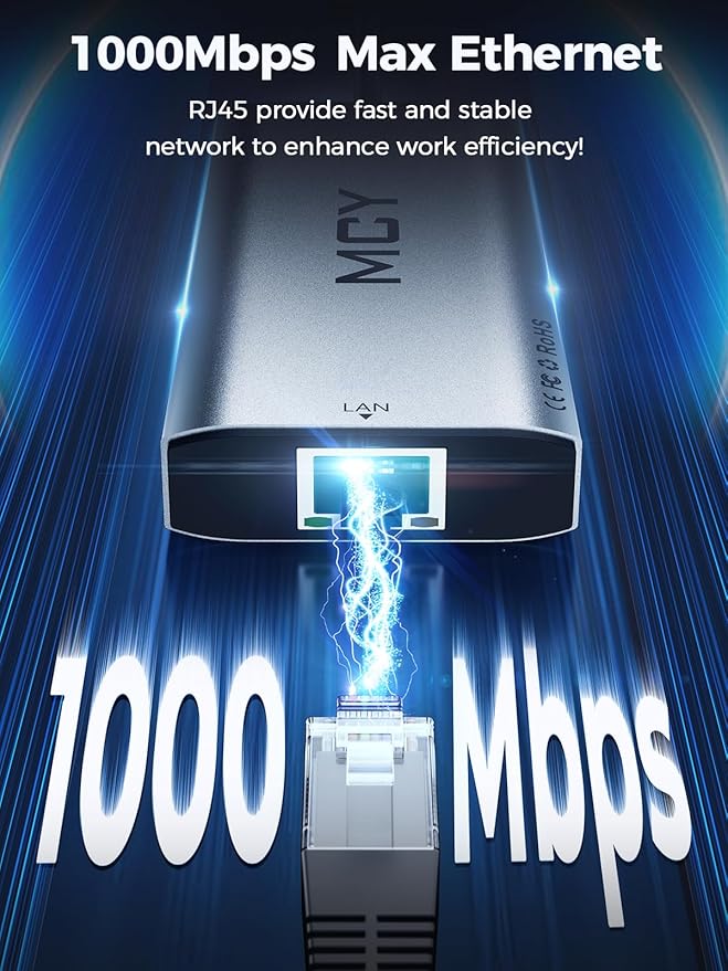 MCY USB C Hub,Laptop Docking Station Dual Monitor Single 8K,2x4K@60Hz,10 in 1 Type-C Multiport Adapter with 2 HDMI,PD100W,Extender Splitter,Card Reader,Ethernet Dock for Mac/Dell/HP/Surface/Steam Deck