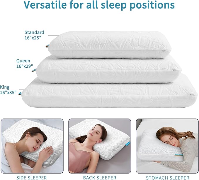 Cooling Memory Foam Pillows for Sleeping, Cooling Gel Pillow for Hot Sleepers, Bed Pillow for Side, Back and Stomach Sleepers, Luxury Firm Gel Pillow for Neck Pain Relief