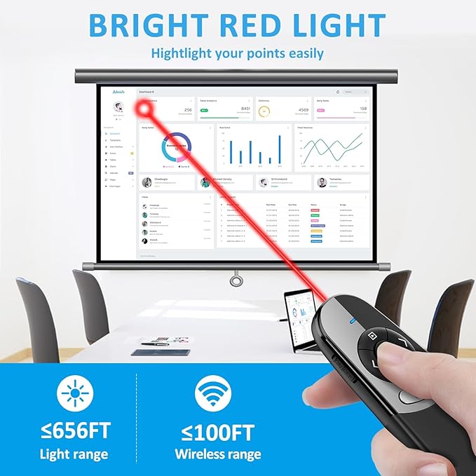 2 in 1 Type C USB Presentation Clicker Red Light, Wireless Presenter Remote PPT Clicker for Computer Presentations, Slide Advancer for Mac Laptop