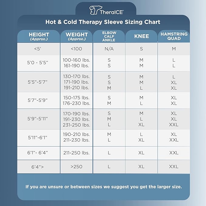 TheraICE Knee Ice Pack Wrap Compression Sleeve for Injuries, Reusable Gel Cold Packs Brace Also for Elbow, Ankle & Calf - Flexible Cold Wrap Recovery for Meniscus, ACL, MCL Pain Relief (XL)