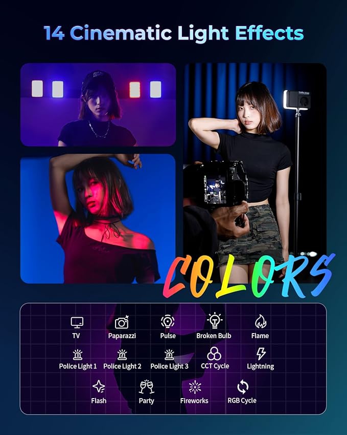 SmallRig RM 25C Mini LED RGB Video Light, 3100mAh Battery, HD LCD Display, 25W Portable Camera Light Gifts for Photographers, Content Creators, 2500K-10000K CRI 96 TLCI 99, Magnetic Mounting - 5357