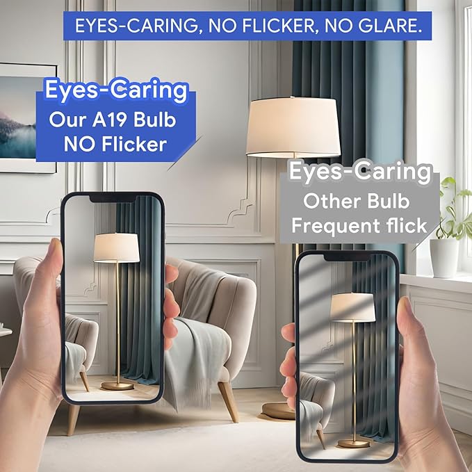 A19 LED Light Bulbs 60W Softwhite 2700K, 8.5Watt Efficient, 60 Watt Equivalent, 800 Lumens, E26 Medium Base, Non-Dimmable, ETL/UL Listed, 4 Pack