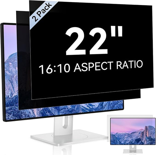 [2 Pack] 22 Inch Computer Privacy Screen for 16:10 Aspect Ratio Widescreen Monitor, Eye Protection Anti Glare Blue Light Computer Monitor Privacy Filter, Removable Anti-Scratch 22in Protector Film