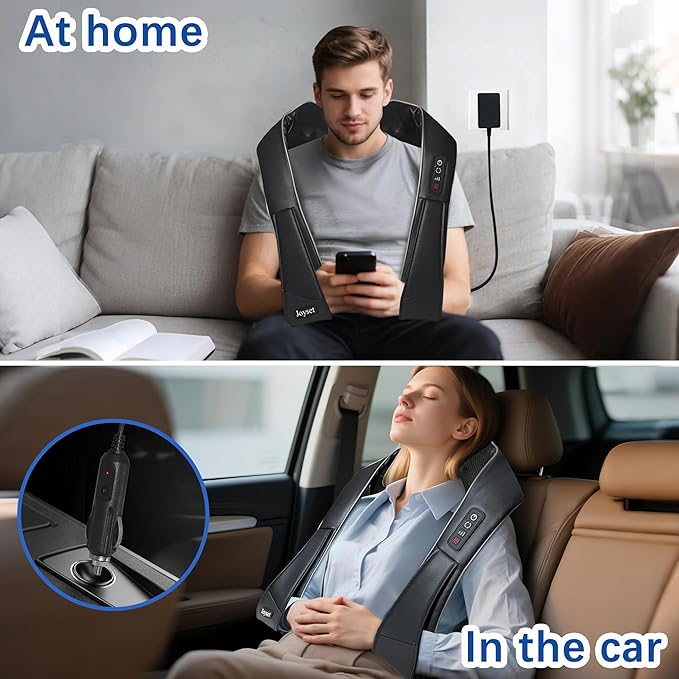 Joyset Neck Massager for Pain Relief Deep Tissue with Heat,Shiatsu Neck and Back Massager 4D Deep Kneading Massage for Shoulder,Gifts for Women Men Mom Dad Friend