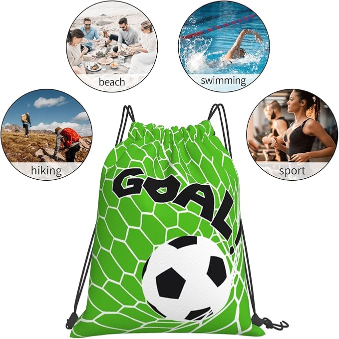 Soccer Drawstring Backpack Gym String Bag Water Resistant Drawstring Sackpack Sport For Womens Mens, Football1