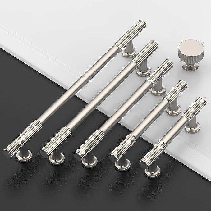 Amerdeco 10 Pack Brushed Satin Nickel Cabinet Pulls 10 Inch(254MM) Hole Centers Kitchen Cabinet Handles Hardware for Cabinets Cupboard Handles Drawer Pulls ZH0071
