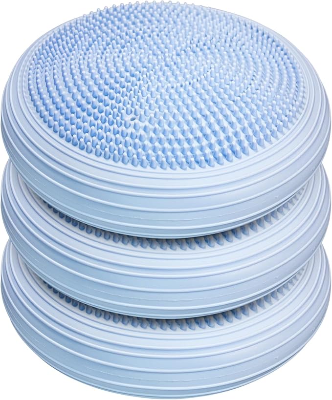 3 Pcs Inflated Wobble Cushion, Wiggle Seat & Balance Pad for Exercise, Home Yoga Balance Stability Training, Strengthen Core Muscles, Improve Posture, Balance Disc with Pump