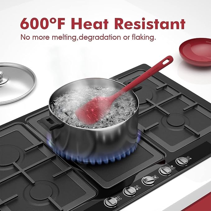 4 Pieces Silicone Spatula Set, Food Grade Rubber Spatula, Upgrade Strong Handle with Ergonomic Grip, Heat Resistant for Nonstick Cookware, Cooking