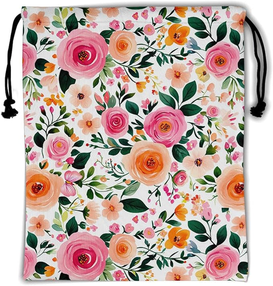 Rose Flower Gymnastics Grip Bag Lightweight Athlete String Bag for Women Gym Dancing Sport