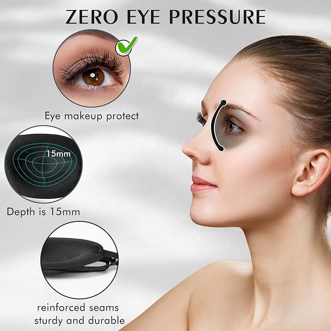 Bonuci 12 Pack Sleep Mask Blackout 3D Eye Mask for Ultralight Sleeping Night Blindfold Eye Covers with Adjustable Strap for Men Women Travel Gift Back and Side Sleeper(Purple, Black, Blue)